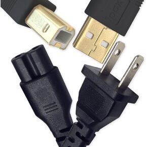 Ipax 10 Ft USB Printer Cable and Wall Power Cord Compatible with Canon Pixma MG3620 MG2520 MG2522 MG5220 MG5320 MG6320 MG7120 MG7520 TR4520 TR7520 Epson ET-2750 ET-2800 ET-3850 ET-4500 ET-4550 ET-8550