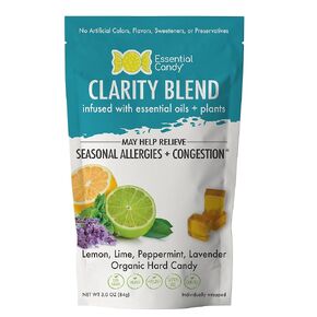Organic Clarity Blend Hard Candy - Lemon, Lime, Peppermint, Lavender - Natural Congestion and Sinus Relief for Seasonal Allergies - All Natural, Gluten-Free, Non-GMO, Vegan, Soy-Free - 24 Count (Pack of 1)