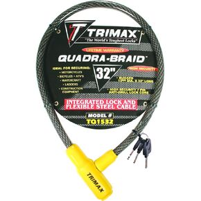 Trimax TQ1532 Trimaflex Integrated Keyed Cable Lock, Yellow / Black, (32" Length x 15mm)