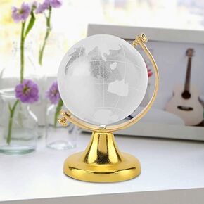Fengshui Crystal Globe with Golden Stand for Positive Energy Success Good Luck and Prosperity Vastu Remedy for Home Children's Study Table & Office - 6 cm