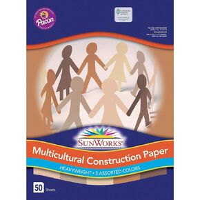 Pacon : Multicultural Construction Paper, 9 x 12, 10 Skintone Hues, 50 Sheets -:- Sold as 2 Packs of - 50 - / - Total of 100 Each