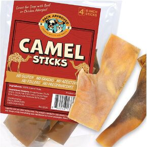 Camel Skin Dog Chews for Aggressive Chewers - Hypoallergenic Natural Collagen Sticks for Dental Health & Protein Boost - Long Lasting Treats for Small & Medium Dogs