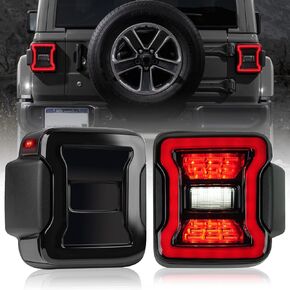 Smoke lens LED Tail Lights Compatible with Jeep Wrangler JL 2018-2023, Brake Light Reverse Light Turn Signal Lamp Running Lights Side Marker Light Assembly