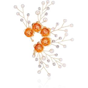 Golden Fairy Elf Ear Cuff - Handmade Flower Single Left Earring for Women