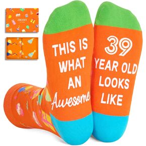 Zmart 39th Birthday Gifts for Women Men, Best Gifts for 39 Year Old Woman Man, 39 Year Old Gifts, Socks for Her Him Female Male