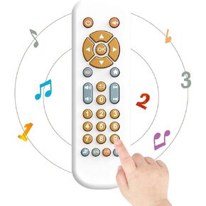 Baby TV Remote Control Toy with Light and Sound, Early Educational Music Toy with English/French/Spanish, Gift Toy for 6 Months+