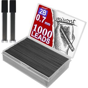 mivont 1000 X 0.7mm 2B Mechanical Pencil Refill Plastic Automatic Pencil Lead Black
