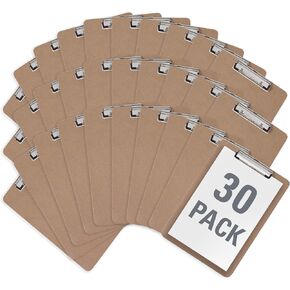 Saunders Hardboard Clipboard with Low Profile Clip - Fits 8.5 x 11 inch Letter Size Documents - Ideal for Office and Classroom Use (Pack of 30) (70000)
