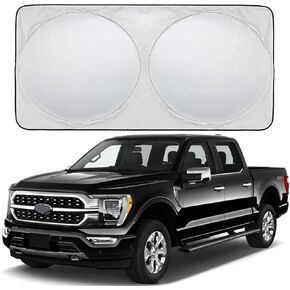 Foldable Windshield Sun Shade Fit for Ford F150 F250 or BMW X7 with Storage Pouch, Car Front Window Sun Shield, Block UV Rays, Protect and Cool Vehicle Interiors,X-Large - 66" x 37"