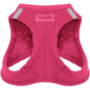 Voyager Step-in Plush Dog Harness – Soft Plush, Step in Vest Harness for Small and Medium Dogs by Best Pet Supplies - Harness (Fuchsia Corduroy), M (Chest: 16-18")
