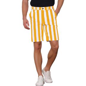 Lars Amadeus Striped Shorts for Men's Color Block Summer Stripe Flat Front Chino Shorts