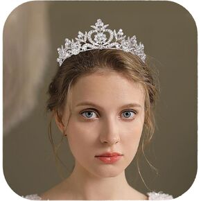 Crysdue Wedding Crown for Brides Bridesmaid, Rhinestone Birdal Headband Queen Tiara Hair Accessories for Women Prom Party Birthday Costume