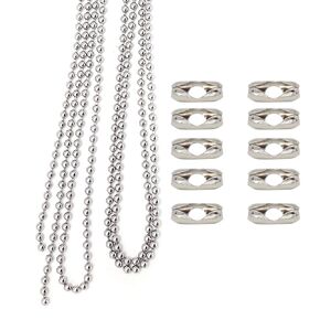 10 Feet Length Ball Chain, Number 13 Size, Stainless Steel, 10 Matching B Couplings