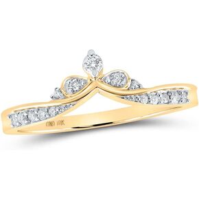 10kt Yellow Gold Womens Round Diamond Chevron Band Ring 1/8 Cttw
