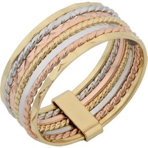 Kooljewelry 14k Tricolor Gold 6.7 mm Seven Days Stack Ring