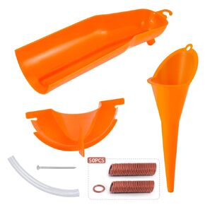 Kiawnia Oil Funnel: 50Pcs Fluorine Rubber O-Ring Primary Drain Plugs+Primary Case Oil Funnel, & Crankcase Fill Funnel +Drip Free Oil Filter Funnel for Harley Sporster Dyna