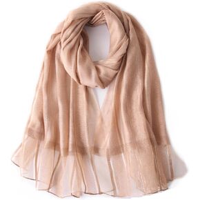 Lzylvta Silk Wool Scarf Elegant Soft Scarf Shawls and Wraps for Weddings Thin Shade Scarves for Women