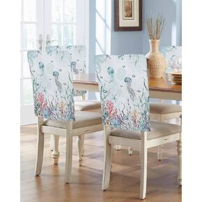 Blue Red Spring Floral Chair Covers - 4 Pcs Dining Room Chair Back Covers, 4th of July Chair Slipcovers, Butterfly Botanical Removable Chair Protector Covers for Kitchen/Banquet/Party 19"x20"