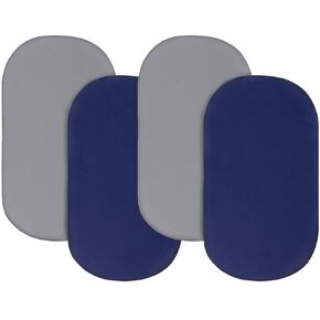 Bassinet Sheets for Baby Boy 4 Pack Fitted Bassinet Sheets Set, Universal Microfiber Soft Cradle Sheets for Oval Rectangle and Hourglass Bassinet Mattress, Grey and Navy