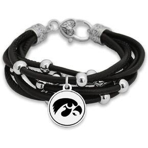 FTH Leather Strand Bracelet with Logo and Lobster Clasp (Iowa)