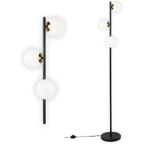 Table Lamp Modern Globe Glass Desk Lamp Gold Reading Lamp Moon Shape Metal Table Light for Bedroom Living Room Office G9 Base