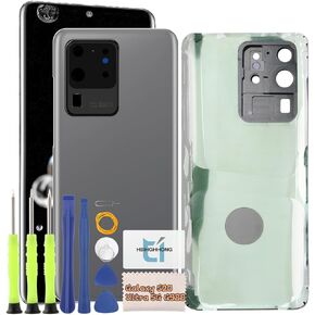 غطاء بطارية HBIHGHHONG لهاتف Samsung Galaxy S20 Ultra 5G بديل لاستبدال الزجاج الخلفي الخلفي لهاتف Samsung Galaxy S20 Ultra، مع إطار كاميرا مثبت مسبقًا in Kuwait