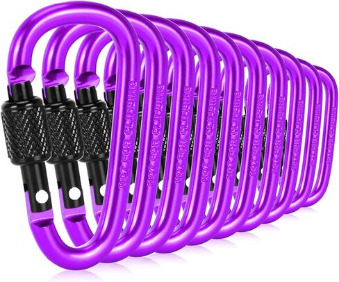 10 قطع من مشبك حلقة تسلق، 2.28 بوصة من الألومنيوم على شكل حلقة على شكل حرف D، ملحقات رياضية بخطاف للتخييم والمشي لمسافات طويلة في الهواء الطلق in Kuwait