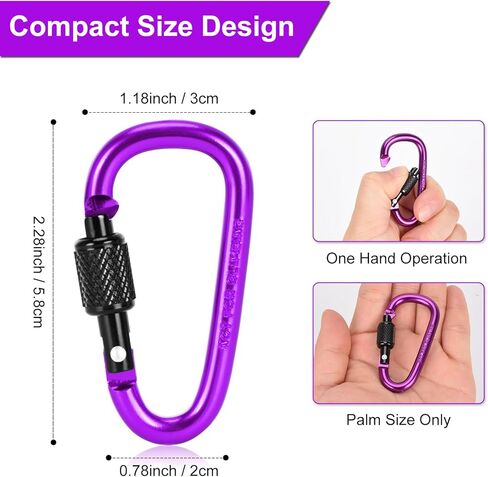 10 قطع من مشبك حلقة تسلق، 2.28 بوصة من الألومنيوم على شكل حلقة على شكل حرف D، ملحقات رياضية بخطاف للتخييم والمشي لمسافات طويلة في الهواء الطلق in Kuwait