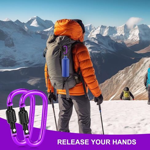 10 قطع من مشبك حلقة تسلق، 2.28 بوصة من الألومنيوم على شكل حلقة على شكل حرف D، ملحقات رياضية بخطاف للتخييم والمشي لمسافات طويلة في الهواء الطلق in Kuwait