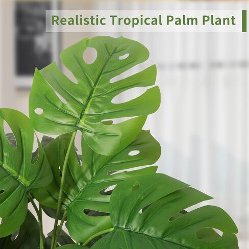28" Artificial Palm Plant Indoor Plant Tall Fake Tropical Paradise Palm Tree in White Pot with Real Bark Design Faux Areca Palm Tree for Home Office Living Room Farmhouse Modern Decoration in Saudi Arabia