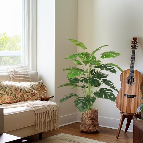 28" Artificial Palm Plant Indoor Plant Tall Fake Tropical Paradise Palm Tree in White Pot with Real Bark Design Faux Areca Palm Tree for Home Office Living Room Farmhouse Modern Decoration in Saudi Arabia