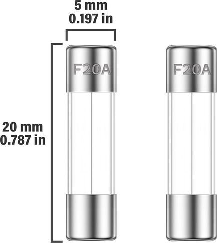 ALLECIN 20A 250V 5x20MM صمام زجاجي سريع النفخ 20 أمبير 250 فولت 0.2 × 0.78 بوصة صمامات أنبوبية سريعة المفعول F20AL250V (عبوة من 30 قطعة) in Kuwait