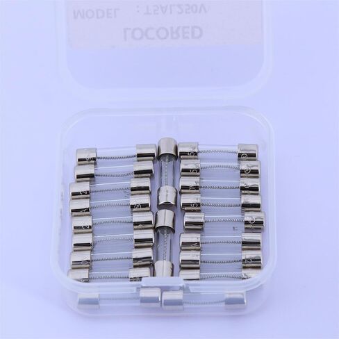 LOCORED 20 قطعة 5A 250 فولت صمامات ضربة بطيئة T5AL250V 5x20 مللي متر 5 أمبير 250 فولت فيوز 0.2x0.78 بوصة خرطوشة تأخير الوقت أنبوب زجاجي فيوز UL مدرج in Kuwait