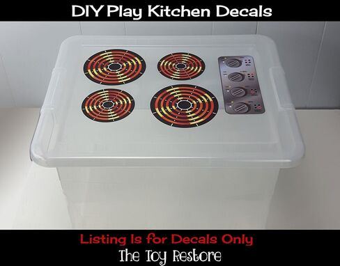 ملصقات ملصقات DIY للأطفال الذين يلعبون المطبخ 4 شعلات وأقراص لعبة موقد تظاهر بلون لامع كامل in Kuwait
