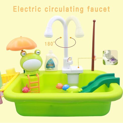Kitchen Sink Toys, Automatic Water Circulation System Electric Water Outlet, Fishing Game Bath Toys, Children's Role Play Toys, Birthday Gifts for Boys and Girls (Frog) in Saudi Arabia
