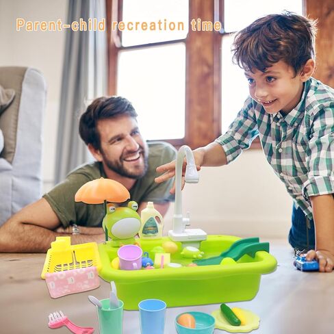 Kitchen Sink Toys, Automatic Water Circulation System Electric Water Outlet, Fishing Game Bath Toys, Children's Role Play Toys, Birthday Gifts for Boys and Girls (Frog) in Saudi Arabia