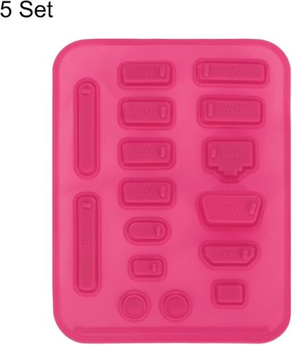 MECCANIXITY 80 قطعة من مقابس منفذ USB تغطي أغطية سيليكون مضادة للغبار لنوع C/USB C، قابس أنثى USB، RJ45، بطاقة SD، منافذ سماعة الرأس، أحمر وردي (16 قطعة/المجموعة) in Saudi Arabia