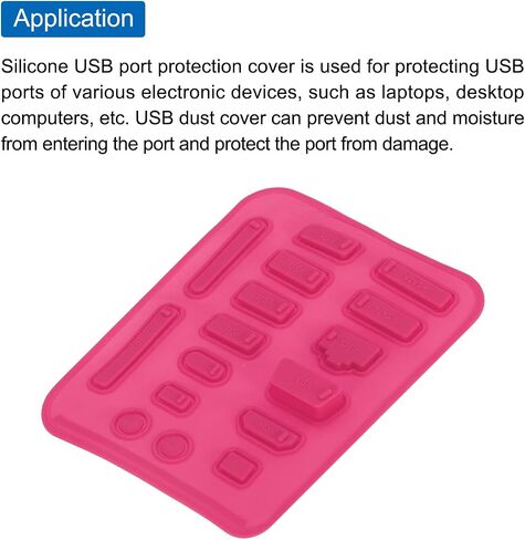 MECCANIXITY 80 قطعة من مقابس منفذ USB تغطي أغطية سيليكون مضادة للغبار لنوع C/USB C، قابس أنثى USB، RJ45، بطاقة SD، منافذ سماعة الرأس، أحمر وردي (16 قطعة/المجموعة) in Saudi Arabia