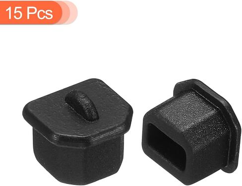 MECCANIXITY 15 قطعة من مقابس منفذ USB من النوع B تغطي أغطية سيليكون مضادة للغبار لطرف USB أنثى، أسود in Saudi Arabia