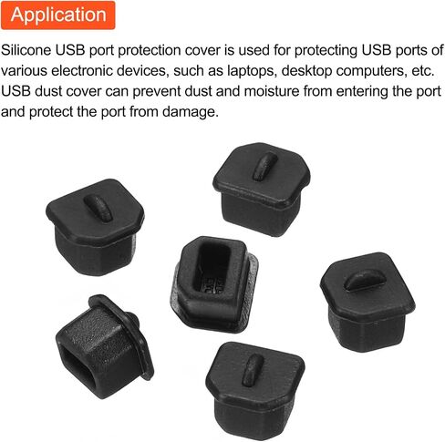 MECCANIXITY 15 قطعة من مقابس منفذ USB من النوع B تغطي أغطية سيليكون مضادة للغبار لطرف USB أنثى، أسود in Saudi Arabia