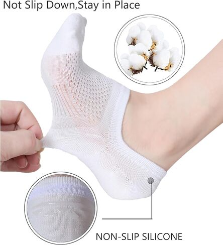 YZKKE No Show الجوارب النسائية القطنية المنخفضة القطع غير القابلة للانزلاق الجوارب غير المرئية المسطحة بطانة القارب الجوارب 8 أزواج in Kuwait
