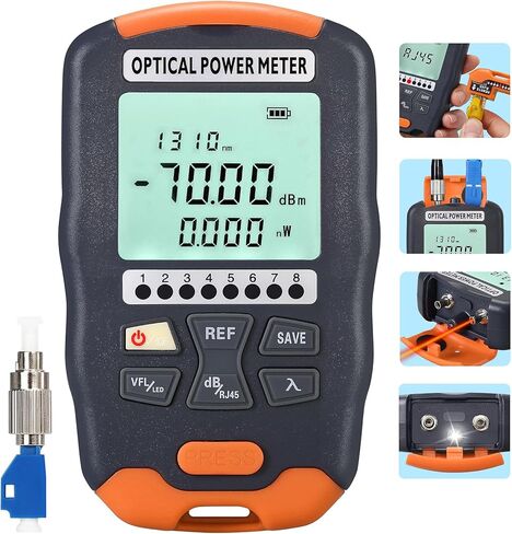 BAOSHLA A-D70 4 in 1 Fiber Optic Power Meter -70~+10dbm Built-in 50MW Visual Fault Locator SC/FC/ST Universal Interface with FC-LC Adapter Optical Fiber Tester (OPM VFL RJ45 LED) Cable Tester in Saudi Arabia