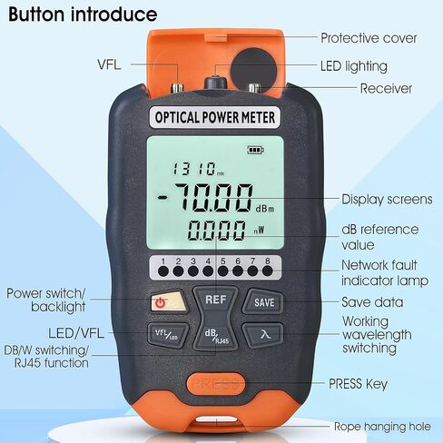 BAOSHLA A-D70 4 in 1 Fiber Optic Power Meter -70~+10dbm Built-in 50MW Visual Fault Locator SC/FC/ST Universal Interface with FC-LC Adapter Optical Fiber Tester (OPM VFL RJ45 LED) Cable Tester in Saudi Arabia