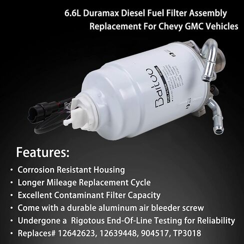 6.6L Duramax Diesel Fuel Filter Assembly│Replacement For 2004-2013 Chevy Silverado GMC Sierra 2500 HD 3500 HD with Water in Fuel Sensor - Replaces 12642623, 12639448, TP3018… in Saudi Arabia