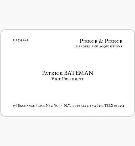 Patrick Bateman Business Card - American Psycho Sticker - Sticker Graphic - Waterproof - Fade Resistant Die Cut in Saudi Arabia