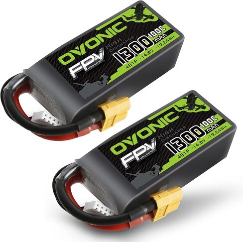 بطارية ليبو OVONIC 4s 100C 1300mAh 14.8V بطارية ليبو مع موصل XT60 لطائرة RC FPV Racing Drone Quadcopter (عبوتان) in Saudi Arabia