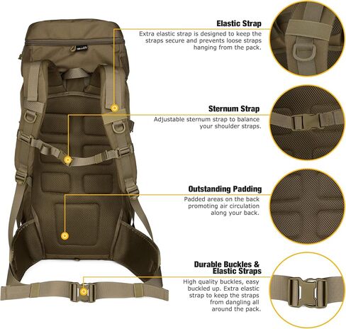Mardingtop 50L Hiking Backpack,Backpacking Backpack with Rain Cover for Hiking,Backpacking,Rucking,Camping,Survival in Kuwait
