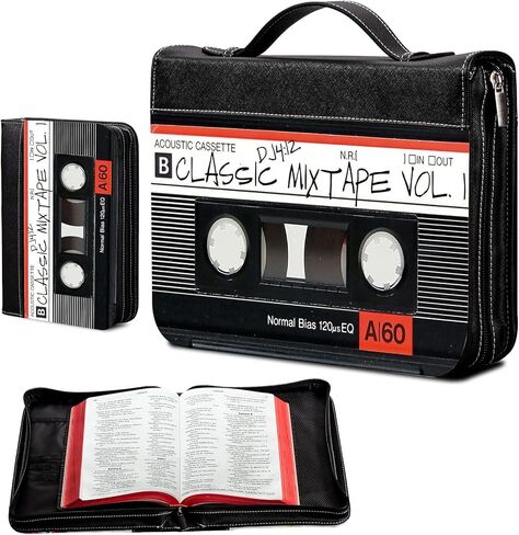 أغطية الكتاب المقدس روسي للنساء من جلد البولي يوريثان بغطاء الكتاب المقدس حقيبة الكتاب المقدس حقيبة حمل الكتب حقيبة الكنيسة مع مقبض وجيب كبير الحجم بسحاب يناسب الكتاب 10.1 × 7 × 1.9 بوصة، كاسيت صوتي قديم in Kuwait