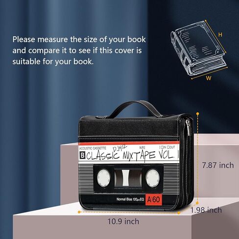 أغطية الكتاب المقدس روسي للنساء من جلد البولي يوريثان بغطاء الكتاب المقدس حقيبة الكتاب المقدس حقيبة حمل الكتب حقيبة الكنيسة مع مقبض وجيب كبير الحجم بسحاب يناسب الكتاب 10.1 × 7 × 1.9 بوصة، كاسيت صوتي قديم in Kuwait