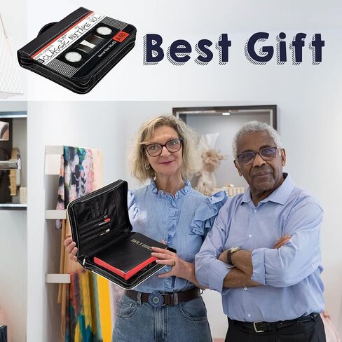 أغطية الكتاب المقدس روسي للنساء من جلد البولي يوريثان بغطاء الكتاب المقدس حقيبة الكتاب المقدس حقيبة حمل الكتب حقيبة الكنيسة مع مقبض وجيب كبير الحجم بسحاب يناسب الكتاب 10.1 × 7 × 1.9 بوصة، كاسيت صوتي قديم in Kuwait